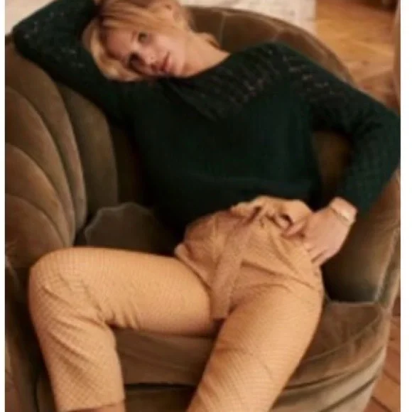 Sézane Jacquard Susie Gold Women's Pants - Picture 1 of 8
